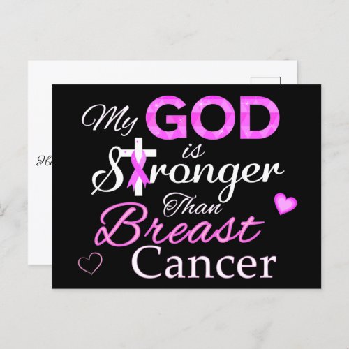 My GOD is Stronger Than Breast Cancer Postcard