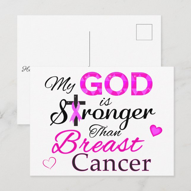 My GOD is Stronger Than Breast Cancer Postcard (Front/Back)