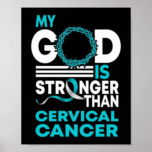My God Is Stronger Than Cervical Cancer Awareness Poster