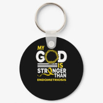 My God Is Stronger Than Endometriosis Awareness Ri Keychain