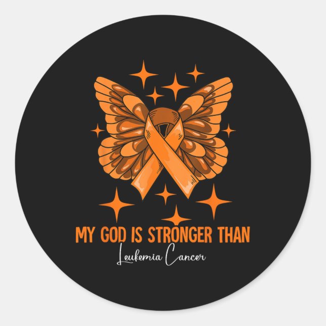 My God Is Stronger Than Leukemia Awareness  Classic Round Sticker (Front)