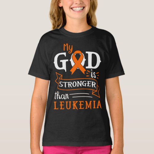 My God Is Stronger Than Leukemia Awareness Heart T_Shirt