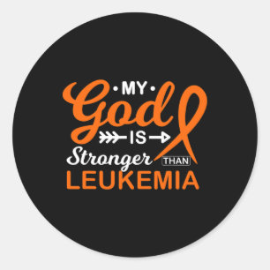 My God Is Stronger Than Leukemia Awareness Warrior Classic Round Sticker