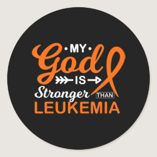 My God is Stronger Than Leukemia Awareness Warrior Classic Round Sticker