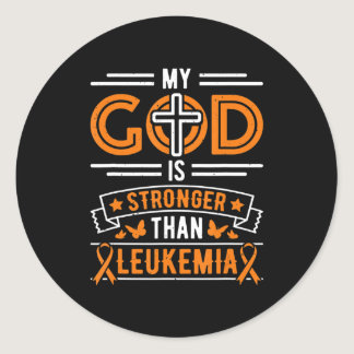My God is Stronger Than Leukemia Survivor  Classic Round Sticker