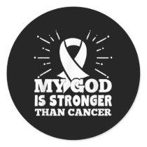 My God Is Stronger Than Lung Cancer Faith Classic Round Sticker