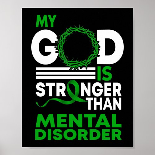 My God Is Stronger Than Mental Disorder Awareness Poster