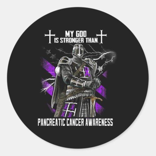 My God Is Stronger Than Pancreatic Cancer Awarenes Classic Round Sticker