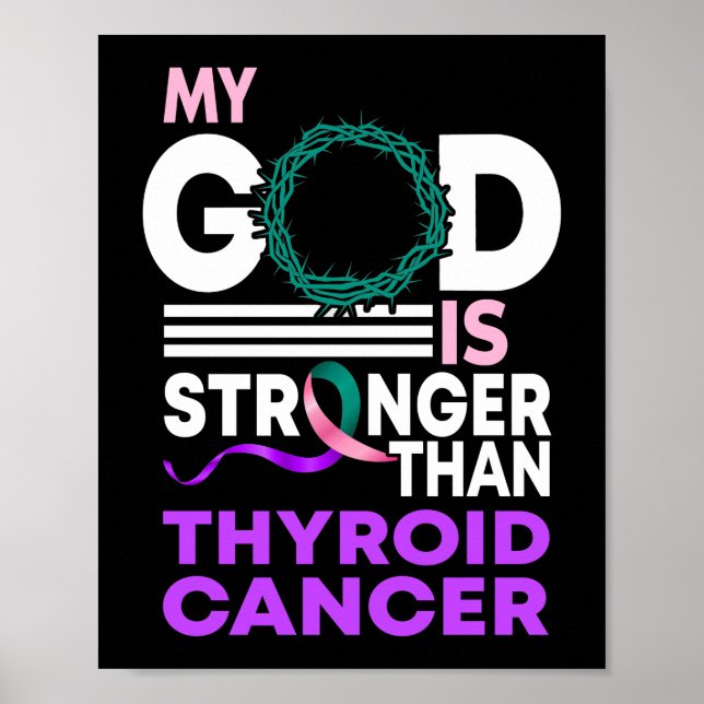 My God Is Stronger Than Thyroid Cancer Awareness Poster (Front)