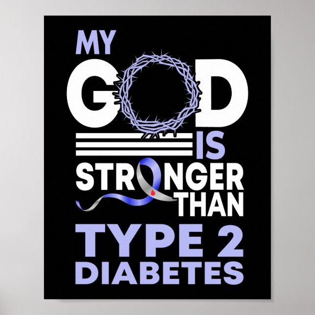 My God Is Stronger Than Type 2 Diabetes Awareness Poster (Front)