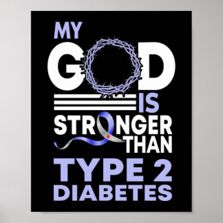 My God Is Stronger Than Type 2 Diabetes Awareness Poster