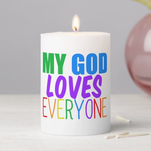 My God Loves Everyone Cute Christian Pillar Candle