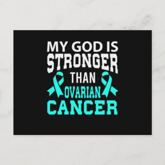 My God Stronger Than Ovarian Cancer Awareness Announcement Postcard