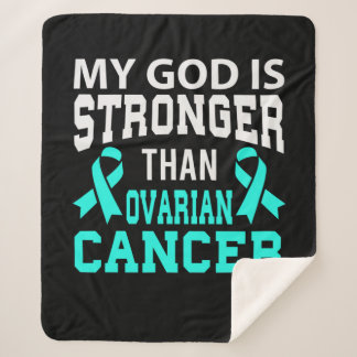 My God Stronger Than Ovarian Cancer Awareness Sherpa Blanket