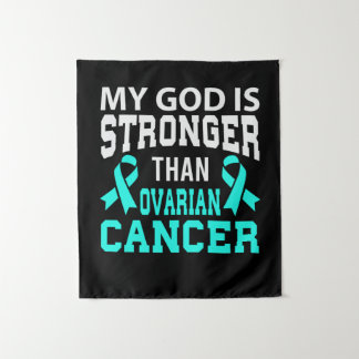 My God Stronger Than Ovarian Cancer Awareness Tapestry