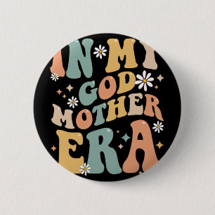 My Godmother Era Lover Groovy Retro Mom Funny Moth Button