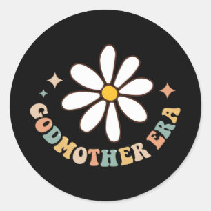 My Godmother Era Lover Groovy Retro Mothers Day On Classic Round Sticker