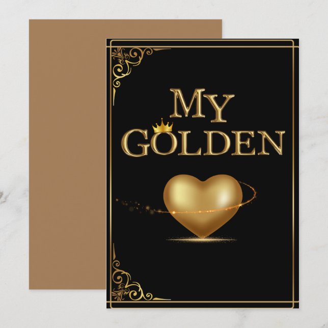 My Golden Heart Valentine's Day Card Design (Front/Back)