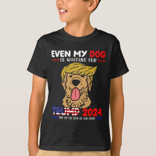 My Golden_retriever Dog Is Waiting For Trump 2024  T_Shirt