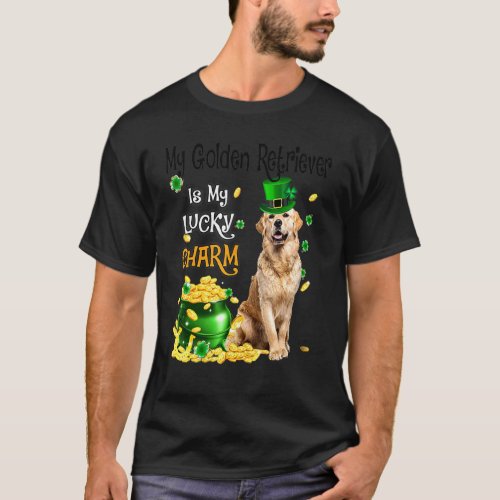 My Golden Retriever Is My Lucky Charm Cute Dog Pat T_Shirt