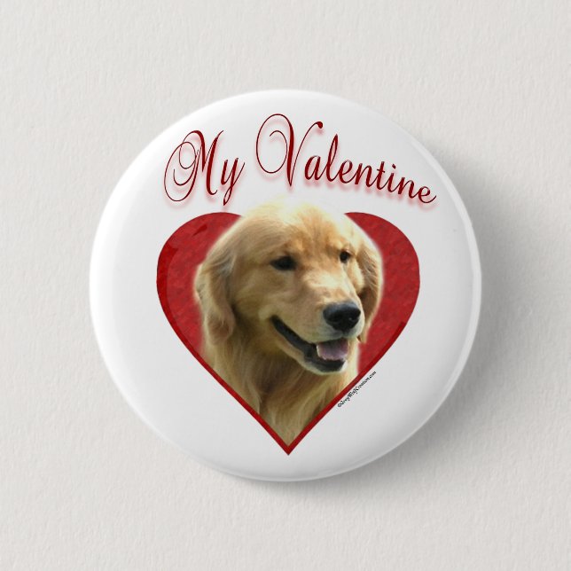 My Golden Retriever Valentine Button (Front)