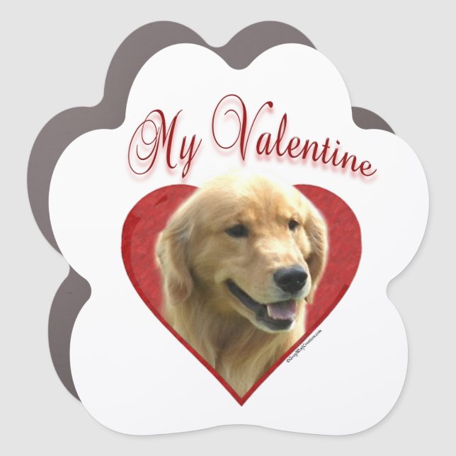 My Golden Retriever Valentine Car Magnet (Front)