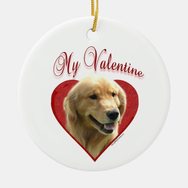 My Golden Retriever Valentine Ceramic Ornament (Front)