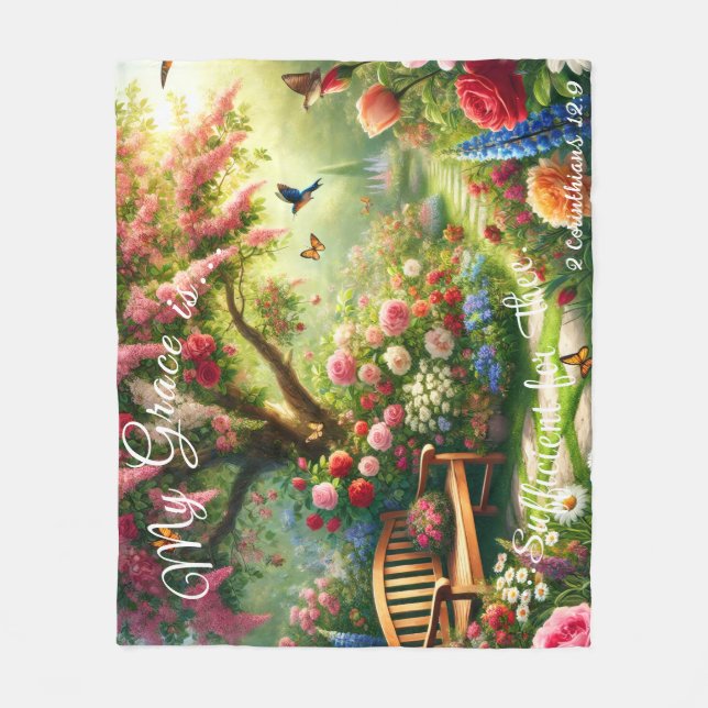 "My Grace Is Sufficient for Thee" Fleece Blanket (Front)