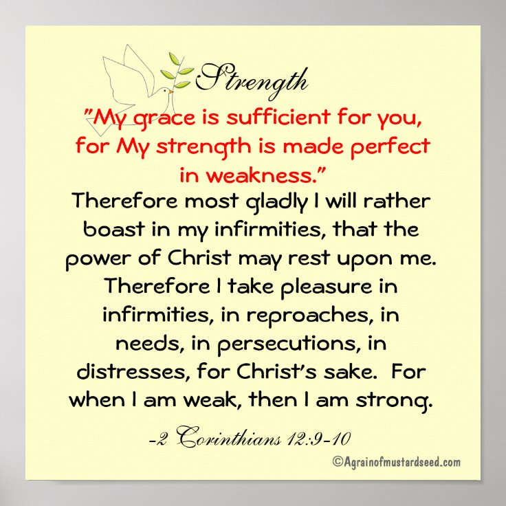 My Grace Is Sufficient For You Bible Quote Prayer Poster Zazzle