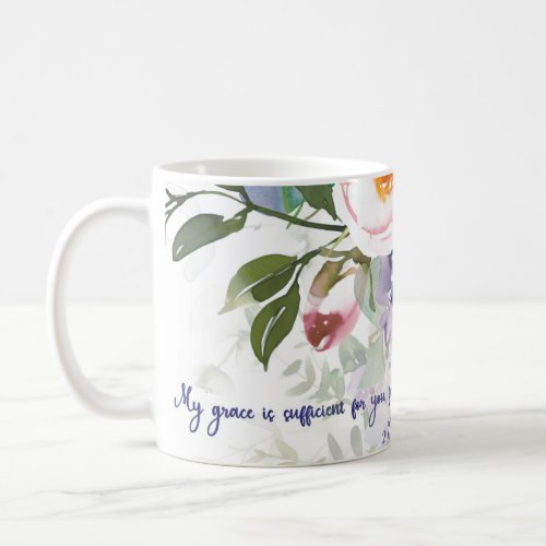 My grace is sufficient pastel watercolor floral coffee mug