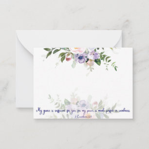 My grace is sufficient, pastel watercolor floral  note card