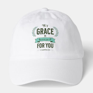 My Grace is Sufficient Scripture Teal Hat