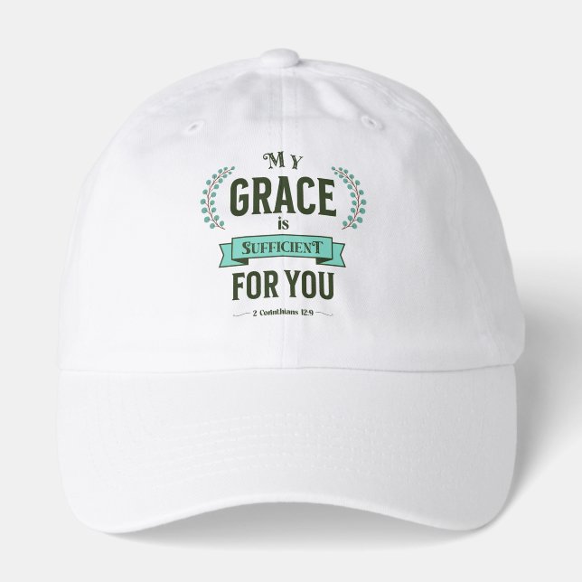 My Grace is Sufficient Scripture Teal Hat (Front)