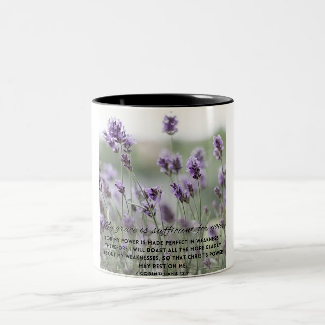 My Grace Purple Flowers Bible Verse Mug (Center)