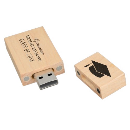 My Graduation Memories Photo Wood USB Flash Drive