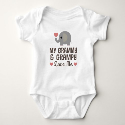 My Grammy and Grampy Love Me Elephant Baby Bodysuit