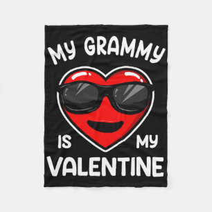 My Grammy Is My Valentine Heart Sungles Boy Girl  Fleece Blanket