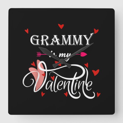 My Grammy Is My Valentine Valentines Day Grandson Square Wall Clock