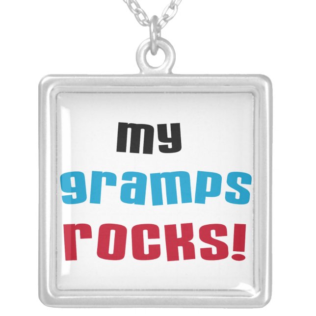 My Gramps Rocks T-shirts and Gifts Silver Plated Necklace (Front)