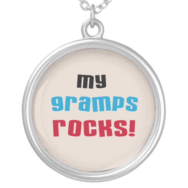 My Gramps Rocks T-shirts and Gifts Silver Plated Necklace (Front)