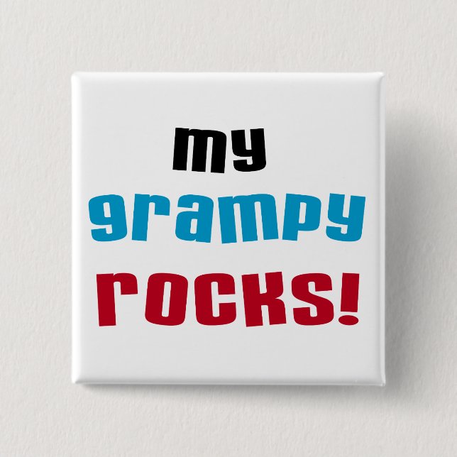 My Grampy Rocks T shirts and Gifts Button (Front)
