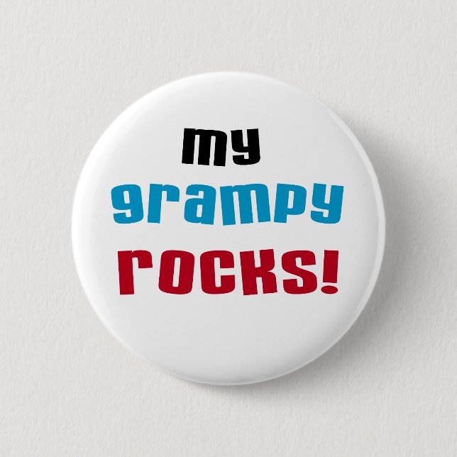 My Grampy Rocks T shirts and Gifts Button (Front)