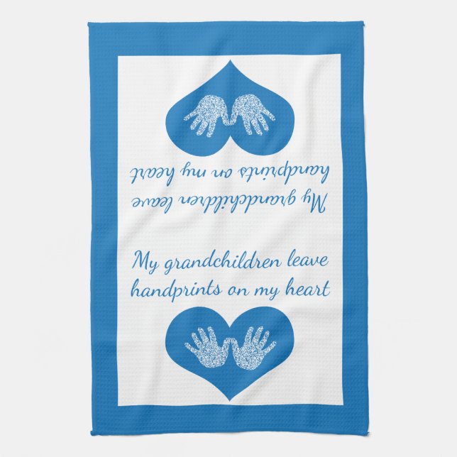 my Grandchildren leave handprints  Tea Towel (Vertical)