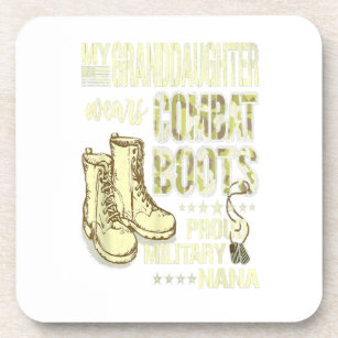 my granddaughter wears combat boots proud military beverage coaster