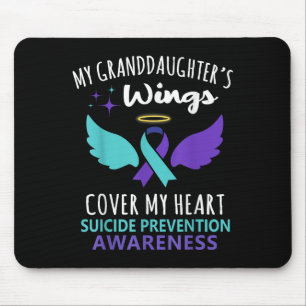 My Granddaughters Wings Cover Heart Suicide Awaren Mouse Pad