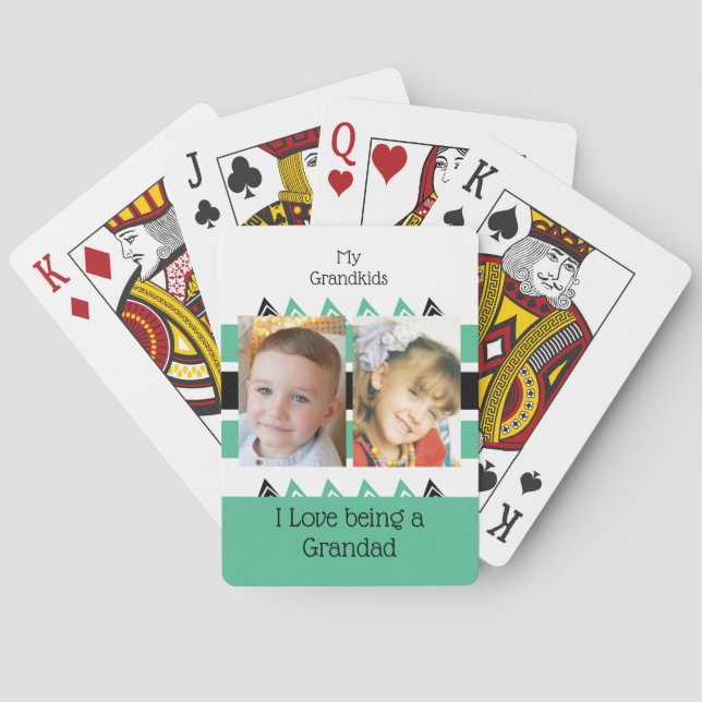My grandkids love being a Grandad green white Poker Cards (Back)