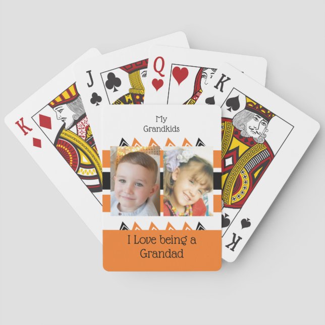 My grandkids love being a Grandad orange white Poker Cards (Back)