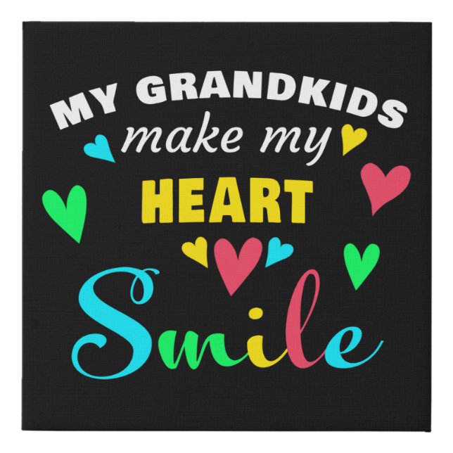 My Grandkids Make My Heart Smile: Grandma Gift Faux Canvas Print (Front)