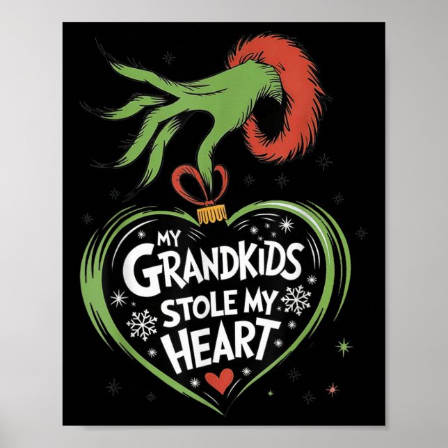 My Grandkids Stole My Heart Christmas Family  Poster (Front)