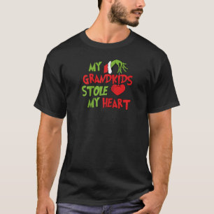 My Grandkids Stole My Heart Christmas Xmas Family T-Shirt